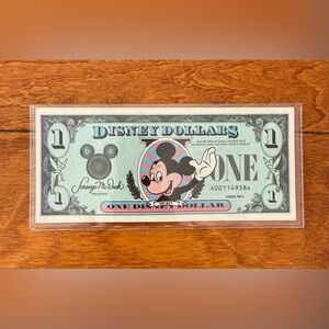 Vintage 1987A Disney Dollars UNC $1 Mickey Mouse Sleeping Beauty’s Castle
